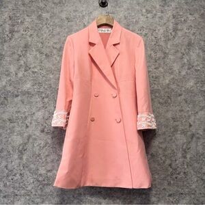 🚩steal authentic Dior Pink Trench Coat with Embroidered Cuffs